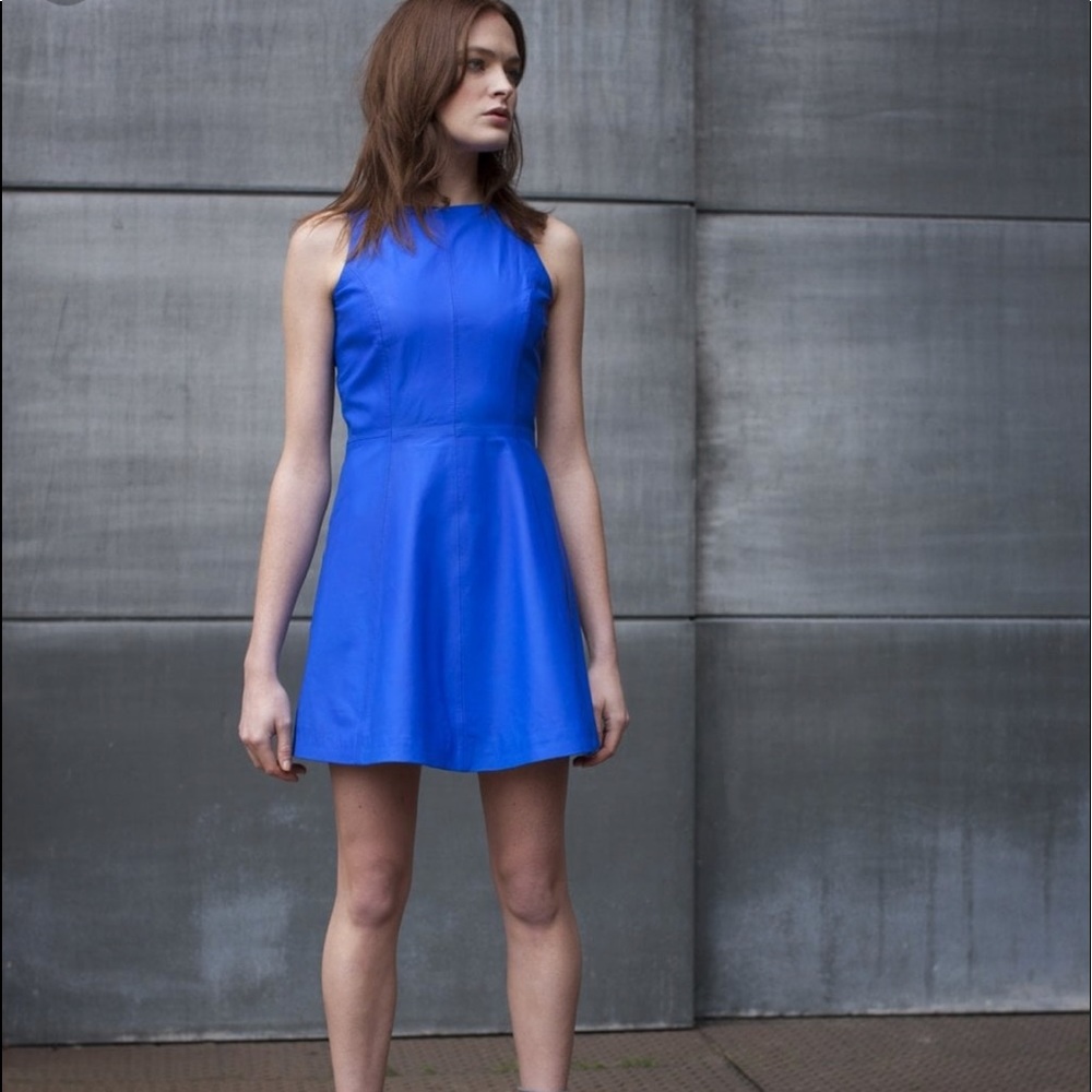 Muubaa leather short fit and flare dress 6